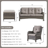 Rilyson Wicker Patio Furniture Set - 6 Piece Rattan Outdoor Sectional Conversation Sets with 2 Sofa - Photo 2