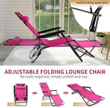 Outvita Folding Chaise Lounge Chair, Outdoor Adjustable Recliner Chair with Pillow for Camping, Beach, Poolside, Garden - Photo 4