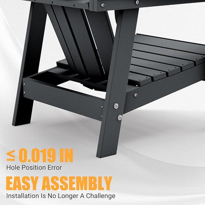 PROHIKER Adirondack Chair with Cup Holder, HDPE Outdoor Patio Chair All Weather Outdoor Chairs for Lawn Garden Porch Backyard, Plastic, Gray