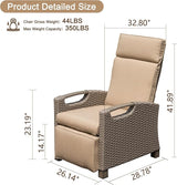 Domi Outdoor Recliner Chair, Patio Recliner with Hand-Woven Wicker, Flip Table Push Back, Adjustable Angle - Photo 2
