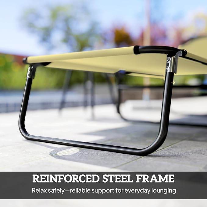 Outsunny Folding Chaise Lounge Pool Chairs, Outdoor Sun Tanning Chairs with 5-Level Reclining Back - Photo 6