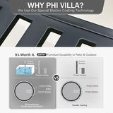 PHI VILLA 50" Outdoor Garden Patio Metal Bench for Outdoors with Plastic Backrest Armrests Sturdy Steel Frame, Black - Photo 7