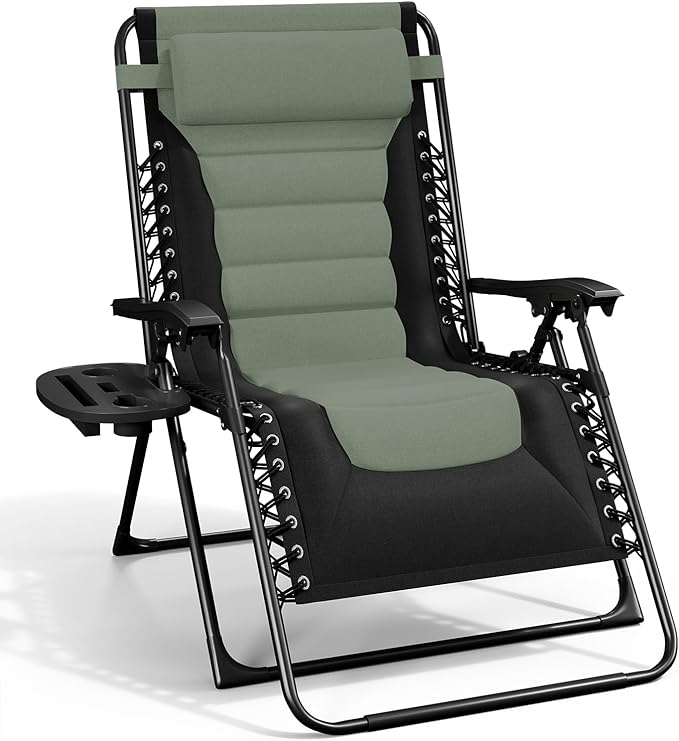 Nestl Outdoor Padded Zero Gravity Chair, Patio Lounge Chair Outdoor Recliner - Photo 1