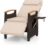 HAPPYGRILL Outdoor Rattan Wicker Chaise Lounge Recliner Chair with Adjustable Backrest & Footrest - Photo 1