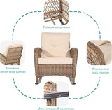 MEETWARM 3 Pieces Outdoor Wicker Rocking Chair Set - Photo 2