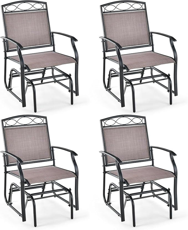 Giantex Patio Glider Chairs Set - 4 PCS Gliding Rocking Chairs w/Weather-Resistant Fabric, Heavy-Duty Metal Frame - Photo 1