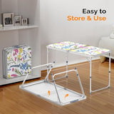 VINGLI 4FT White Folding Table with Carrying Handle Height Adjustable Lightweight Fold Up Portable for Indoor Outdoor - Photo 4
