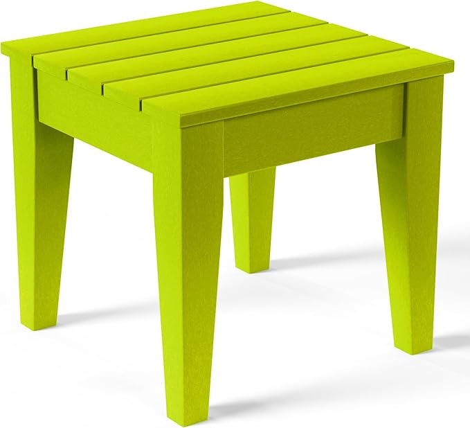 Costaelm Small Outdoor Side Table, Patio End Table Weather Resistant Outdoor Coffee Table, Square Conversation Table for Indoor, Porch, Balcony, Garden, Poolside, Deck, Lime