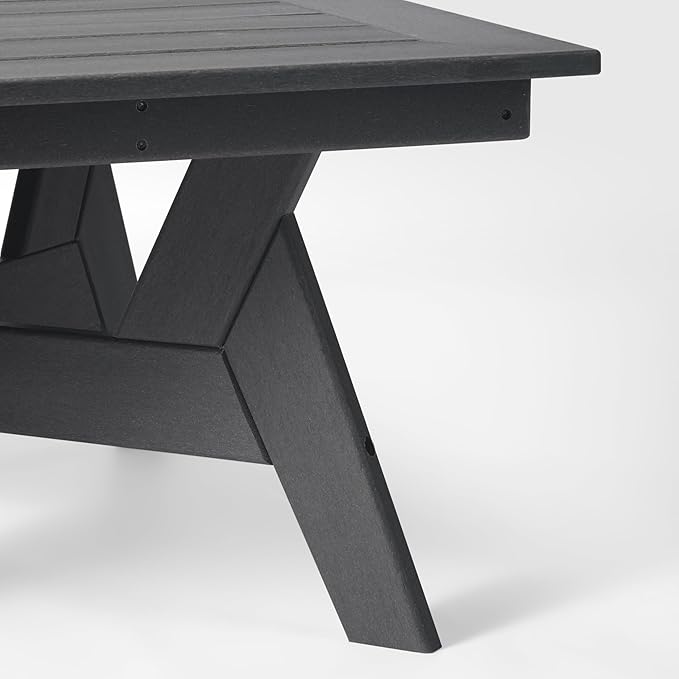 WestinTrends Avalon Modern Low Outdoor Patio Square HDPE Coffee Table, Gray