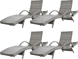 80'' Outdoor Wicker Chaise Lounge Chairs Set of 4, Patio Rattan Reclining Chair with Pull-Out Side Table - Photo 1