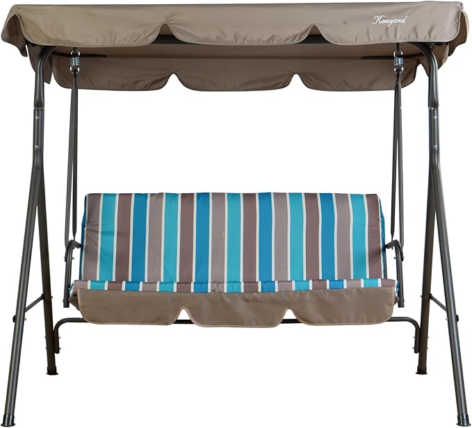 Kozyard Alicia 3-Seat Patio Swing, Outdoor Canopy Swing with Steel Frame - Photo 6