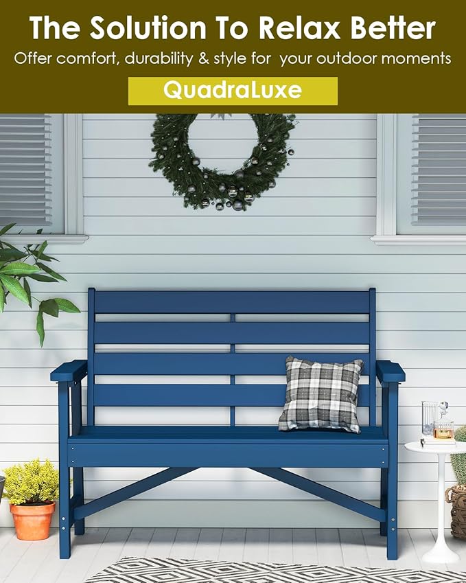 GREENVINES Outdoor Bench | 51.5’’ | HDPE | Garden Benches | Weatherproof - Photo 5