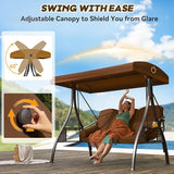3 in 1 Outdoor Porch Swing with Adjustable Canopy, 3 Seat Outdoor Swing for Adults - Photo 4