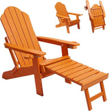 Ergonomic Adjustable Adirondack Chair with Ottoman Set of 2，Folding Adirondack Chair with 2 Cup Holder for - Photo 4