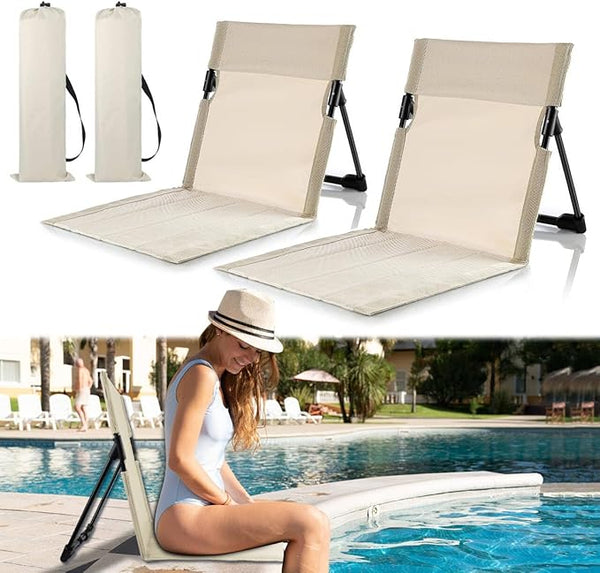 2 Pack Foldable Seat for Poolside Chairs, Portable Outdoor Poolside Chairs for Edge of Pool, Beach Chair - Photo 1