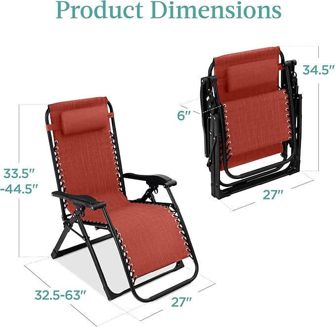 Best Choice Products Oversized Zero Gravity Chair, Folding Outdoor Patio Recliner - Photo 2