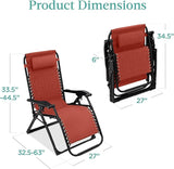 Best Choice Products Oversized Zero Gravity Chair, Folding Outdoor Patio Recliner - Photo 2