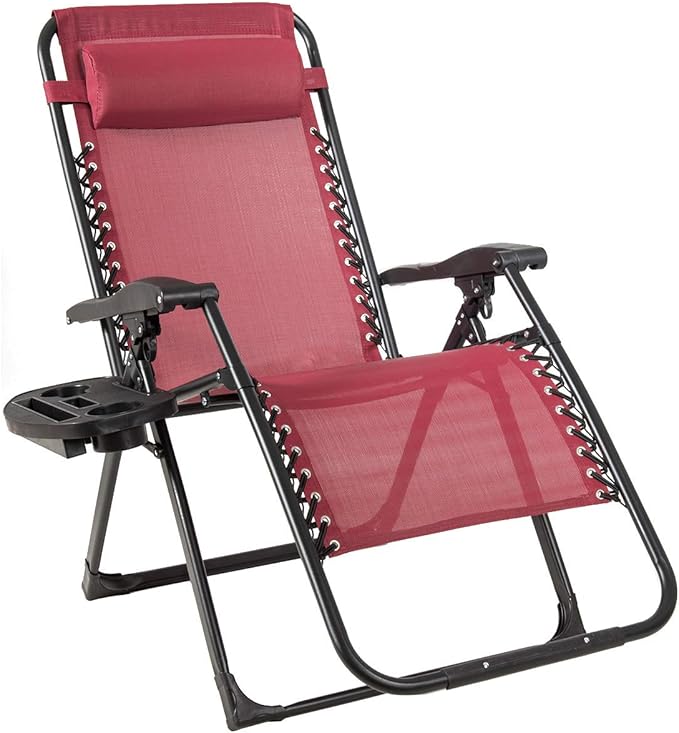 Goplus Oversized Zero Gravity Chair, XL-Extended Version, Outdoor Recliner w/Cup Holder & Detachable Headrest - Photo 1