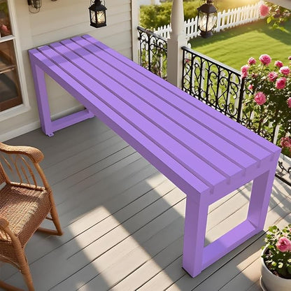 2-Person Garden Bench Seat Outdoor Benches Metal Park Bench Patio Seat 3.3ft 3.9ft 4.9ft 5.9ft Weather Resistance Backless Front Porch Chair Easy Installation(Purple,5.9ft)