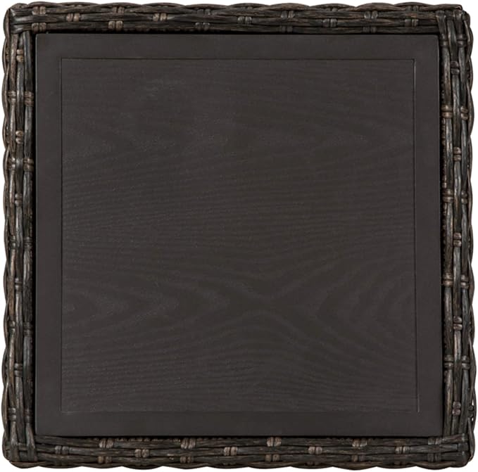 Signature Design by Ashley Grasson Lane Outdoor Rattan Square End Table with Storage, All-Weather Resin Wicker Handwoven Over Durable Aluminum Frame, Aluminum Tabletop and Shelf, 22.25" High, Brown