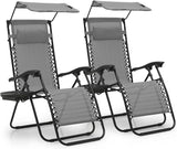 MoNiBloom Zero Gravity Chair Set of 2 with Canopy Shade, Patio Folding Anti Gravity Recliner - Photo 1