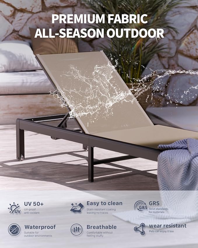 Aluminum Lounge Chairs Outdoor Chaise Furniture - Photo 4