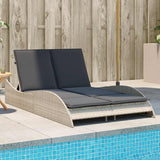 Double Outdoor Chaise Lounge PE Rattan 2-Person 80.7x17.7x28.7in All Weather Cushion Patio Pool Garden - Photo 2