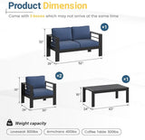 Solaste Aluminum Outdoor Patio Furniture Set, 4 Seats Patio Sectional Sofa with 5" Thick Cushion - Photo 2