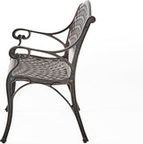 Merax Outdoor Garden Bench 41" Cast Aluminium Bench for 2 Person Seat with Backrest Armrests - Photo 4
