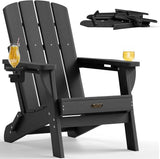 Folding Adirondack Chair, HDPE All-Weather Fire Pit Chairs, Plastic Adirondack Chairs with 2 Cup Holder - Photo 1