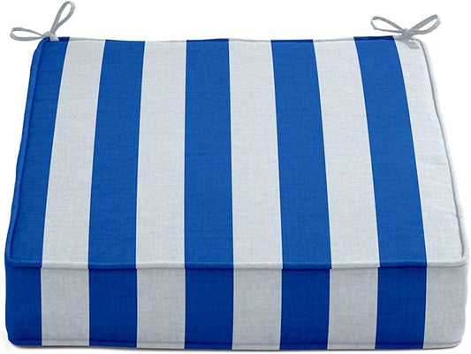 BrylaneHome Extra-Thick Seat Cushion - 23”L x 22”W x 5.5”H - Patio & Outdoor - Water, Stain & Fade Resistant - Bright Cobalt Cabana