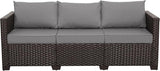 Valita Patio Furniture 3-seat Sofa Brown Wicker Outdoor Furniture Outdoor Couch Deep Seat High Backrest Waterproof - Photo 1