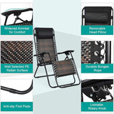 Tangkula Patio Rattan Zero Gravity Lounge Chair, Outdoor Folding Lounge Chair w/Removable Head Pillow - Photo 7