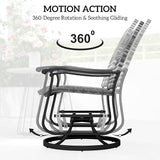Outsunny Patio Glider Chair Set of 2, Wicker Rattan Outdoor Swivel Chair with Steel Frame, High Back, Armrests - Photo 4