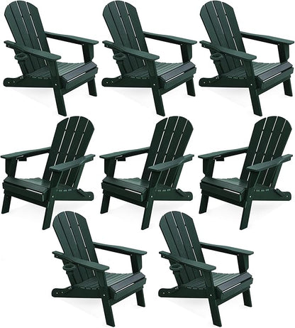 LOUNZY Folding Adirondack Chair Set of 8, Green