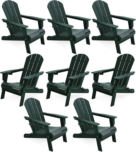 LOUNZY Folding Adirondack Chair Set of 8, Green