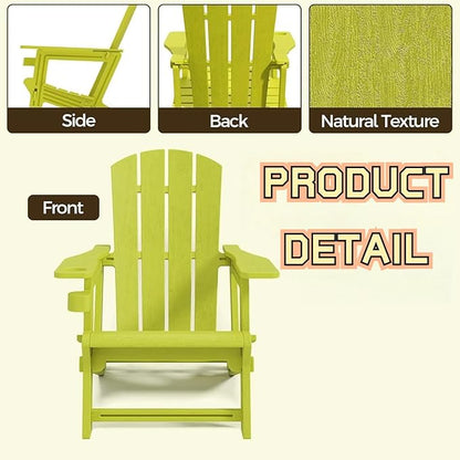 FONTOI Adirondack Chair, Plastic Adirondack Chair with Cup Holder, Outdoor Weather Resistant Lawn Furniture, 400 LBS Capacity Recliner, Garden Backyard Patio Without Screws Install, Set of 6 Yellow