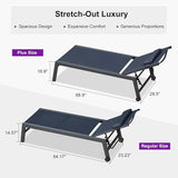 PURPLE LEAF Outdoor Oversized Lounge Chair Set of 3 Patio Chaise Pool Lounger Aluminum Frame with Side Table and Wheels - Photo 4