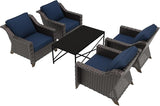 5 Pieces Outdoor Conversation Furniture Set - 4 PE Rattan Armchairs, 1 Metal Coffee Table - Photo 6