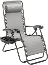 Heavy Duty Zero Gravity Chair with Adjustable Reclining, Large Side Table, Gray 600D Polyester - Photo 7
