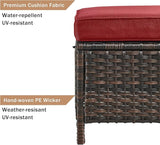 HUMMUH 6 Pieces Patio Furniture Set Wicker Patio Chairs Set of 2 with Sofa Ottomans Side Table Outdoor Furniture - Photo 6