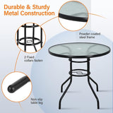 Outdoor Table Patio Table Dining Table with Tempered Glass Umbrella Hole for Lawn Balcony, Yard (Round) - Photo 4