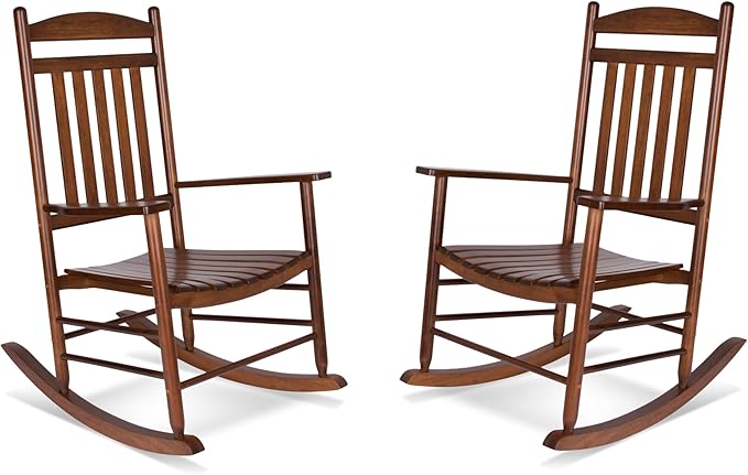 Shine Company Set of 2 Maine Wood Rocking Chairs, 2-Pack, Oak
