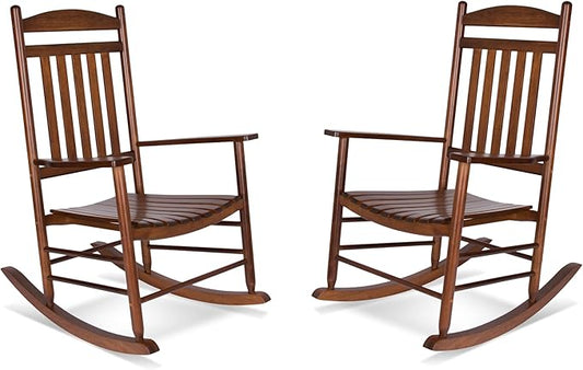 Shine Company Set of 2 Maine Wood Rocking Chairs, 2-Pack, Oak