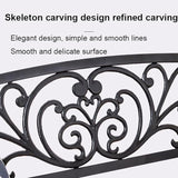 Weatherproof Metal Garden Bench with Floral Backrest - Slatted Patio Seating, Arch Legs for Outdoor Porch, Lawn, Balcony - Photo 5