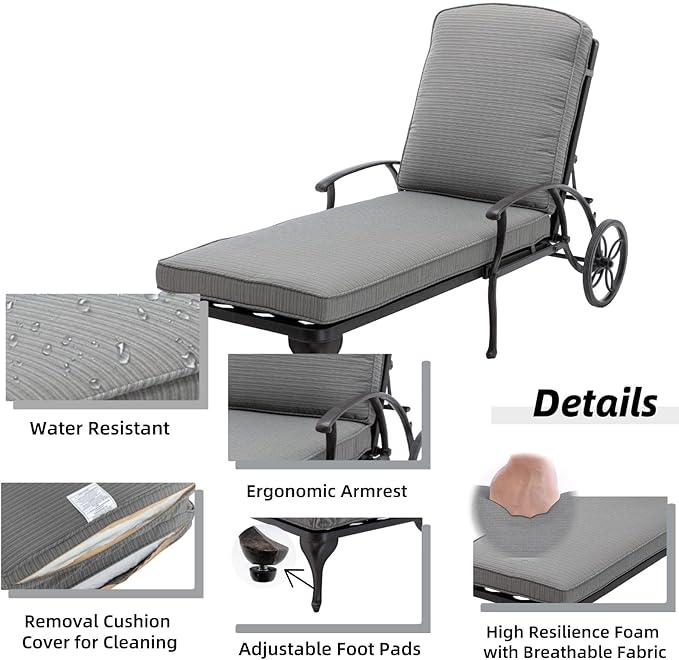 Chaise Lounge Outdoor Chair with Wheels - Photo 5