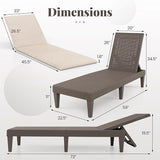 HAPPYGRILL Outdoor Chaise Lounge Chair Rattan Recliner Lounger with Removable Cushion & 3-Level Adjustable Backrest - Photo 3