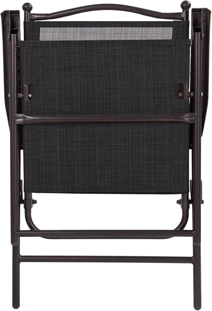 Giantex Set of 2 Patio Folding Chairs, Outdoor Patio Dining Chairs w/Armrest, Sling Back, Metal Frame - Photo 6