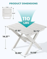 SERWALL Folding Outdoor Side Table Set of 2, Portable Adirondack Side Table, White - Photo 3