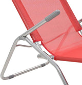 Red Folding Sunlounger 2-Pack, 24"x56" Textilene Chaise, Steel Frame, Adjustable, Beach Patio Garden Camping - Photo 8